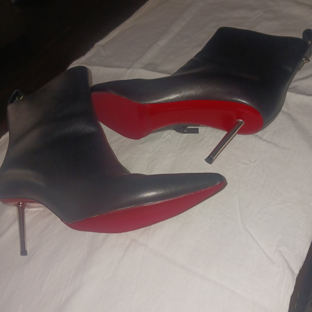 Christian Louboutin Black and Red Stiletto Heeled Boots